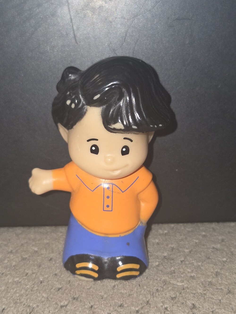 Fisher Price Little People Koby Boy Black Hair Worker In Orange Button 2012